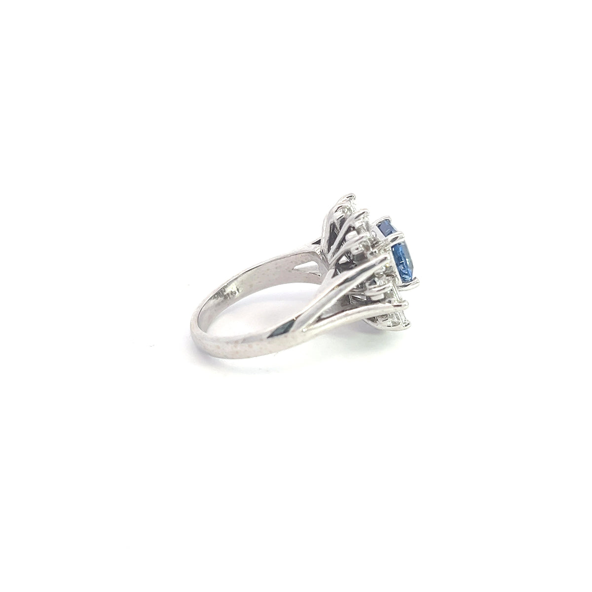 14K White Gold Sapphire &amp; Diamond Ring