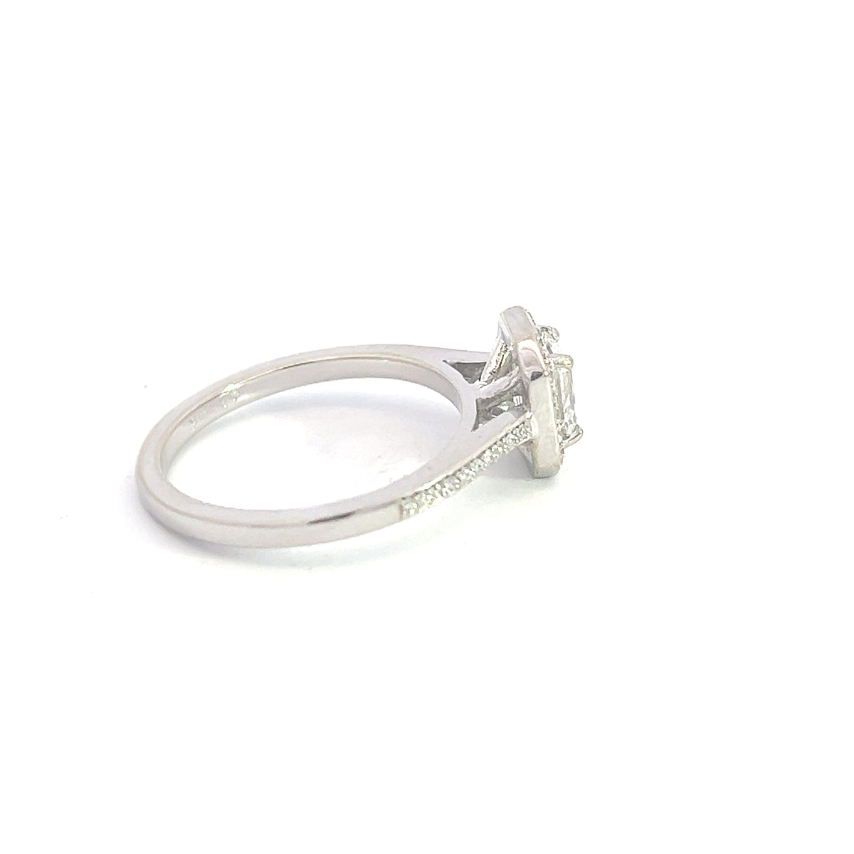 14K White Gold 1.05cttw Emerald Cut Diamond Engagement Ring