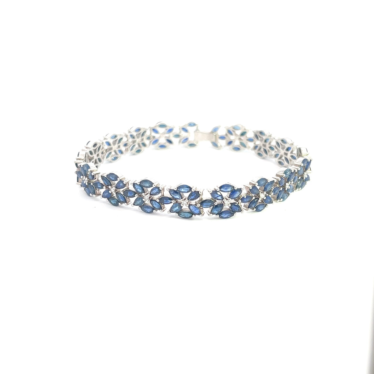 14K White Gold Sapphire and Diamond Bracelet