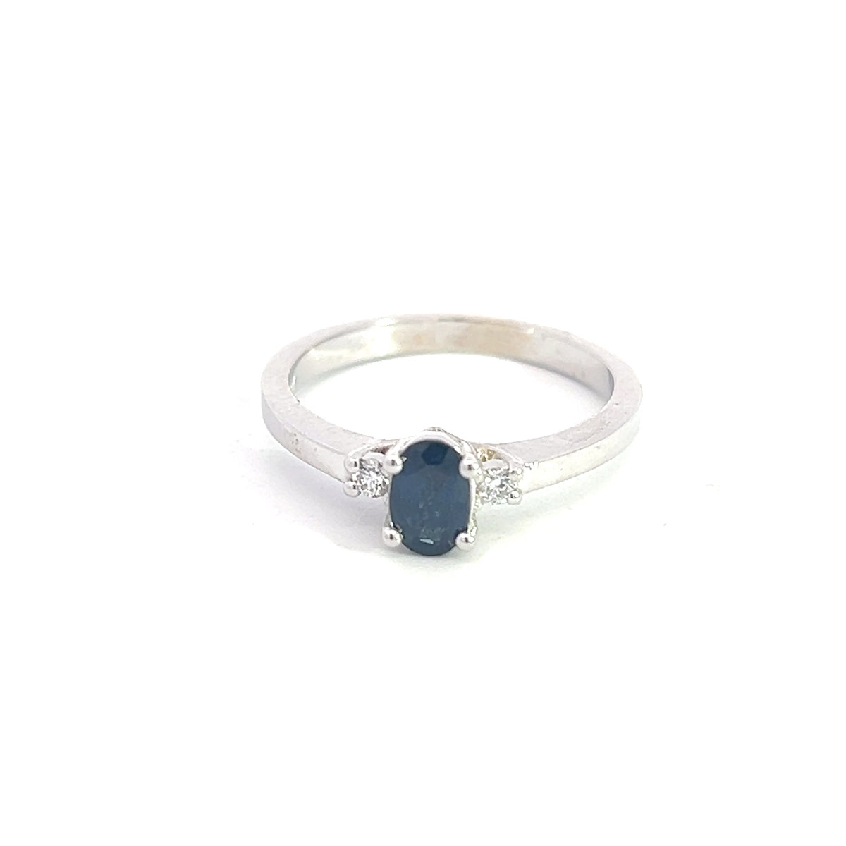 14K White Gold Sapphire and Diamond Ring