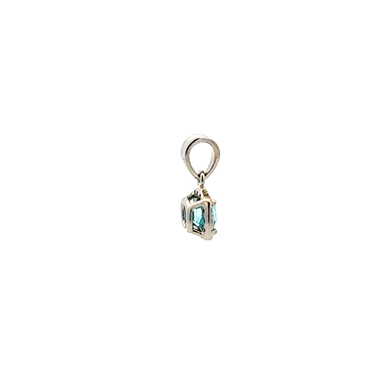 14K White Gold Blue Zircon and Diamond Pendant