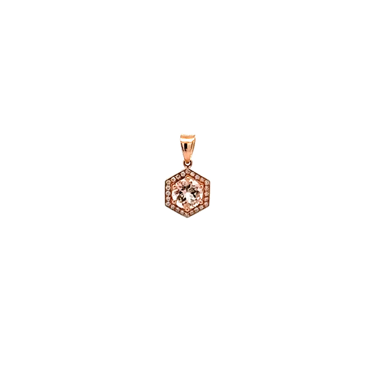 14K Rose Gold Morganite and Diamond Pendant