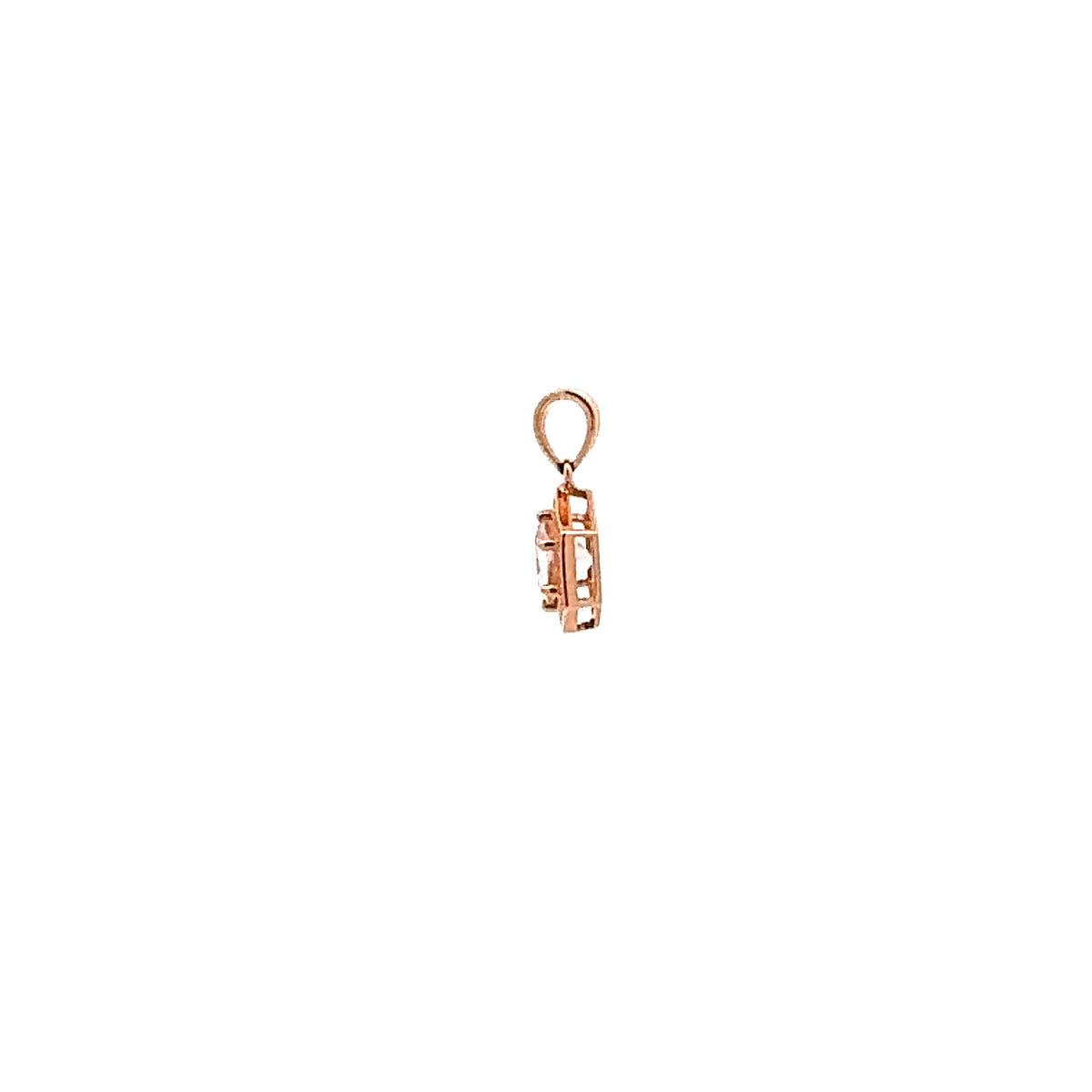 14K Rose Gold Morganite and Diamond Pendant