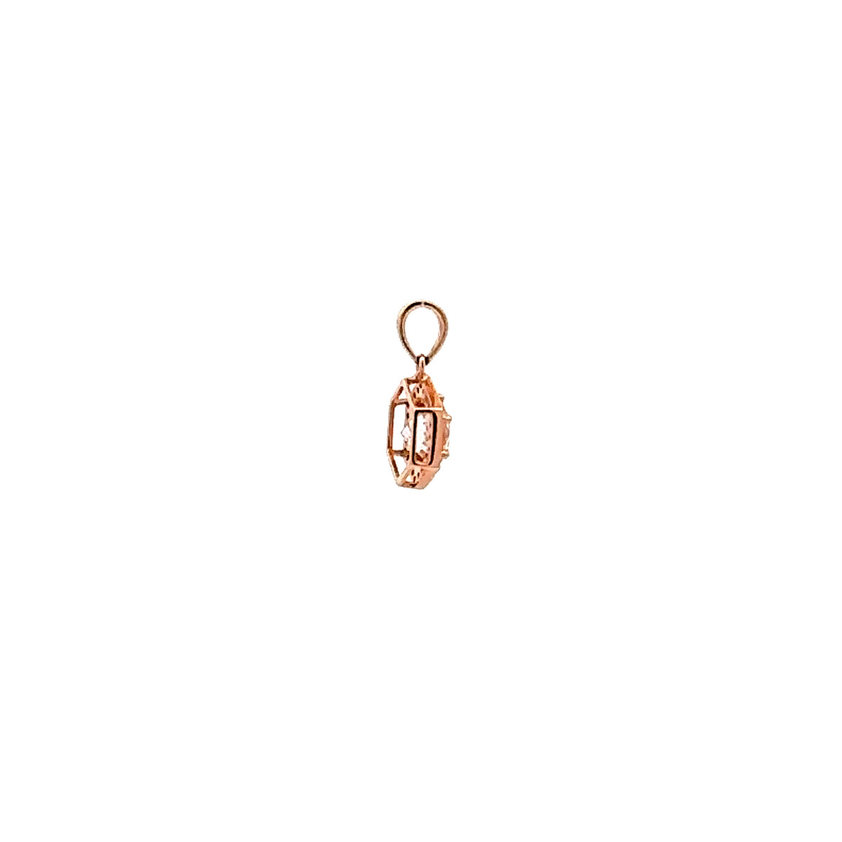 14K Rose Gold Morganite and Diamond Pendant