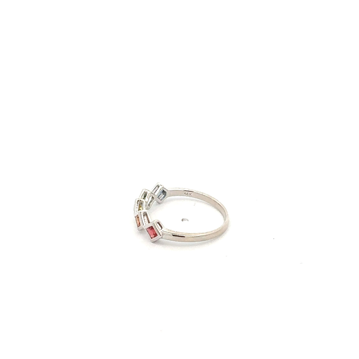 14K White Gold Rainbow Sapphire Ring