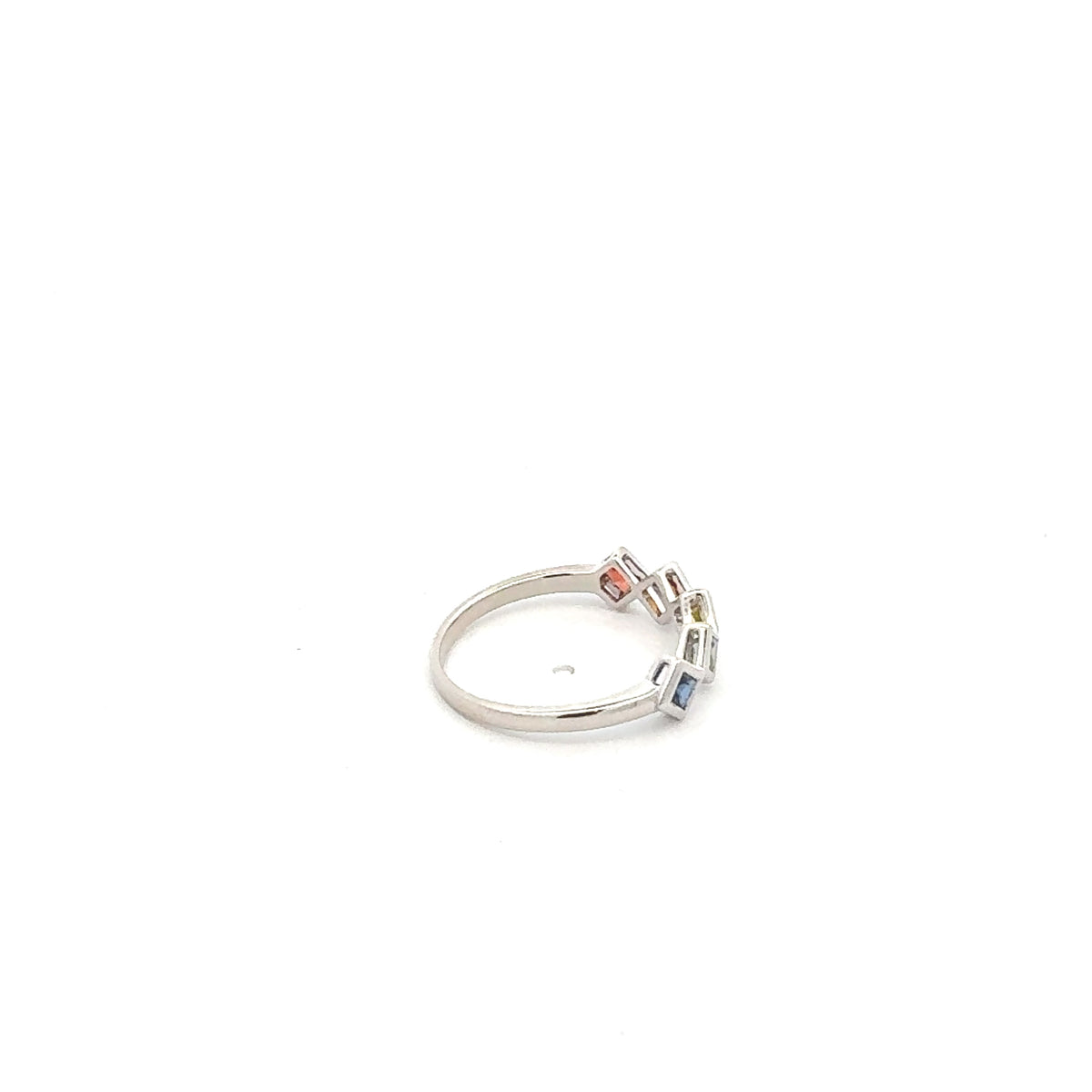 14K White Gold Rainbow Sapphire Ring