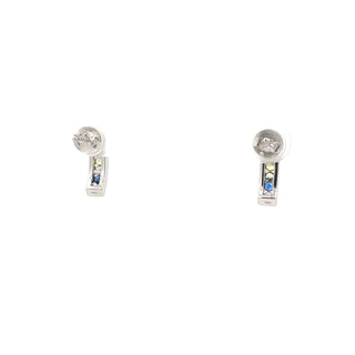 14K White Gold Rainbow Sapphire Earrings