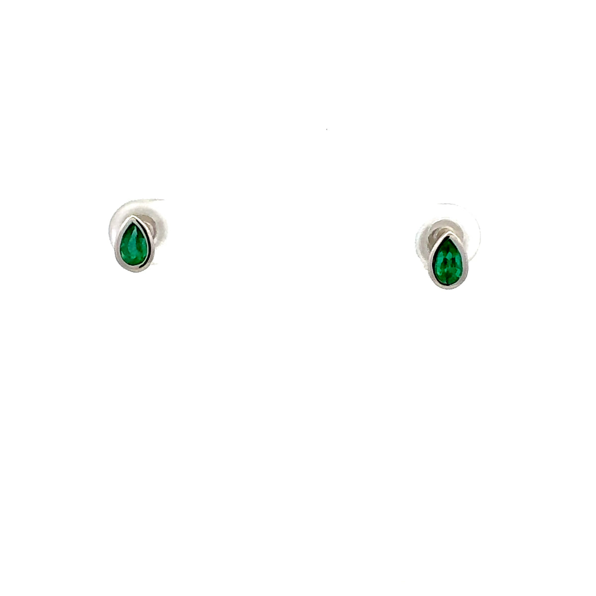 14K White Gold Emerald Earrings