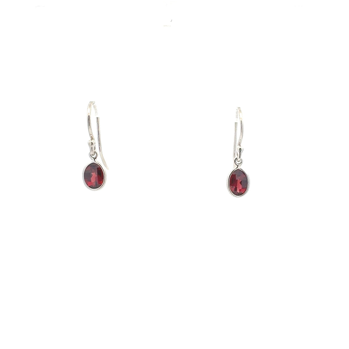 Silver Garnet Dangle Earrings