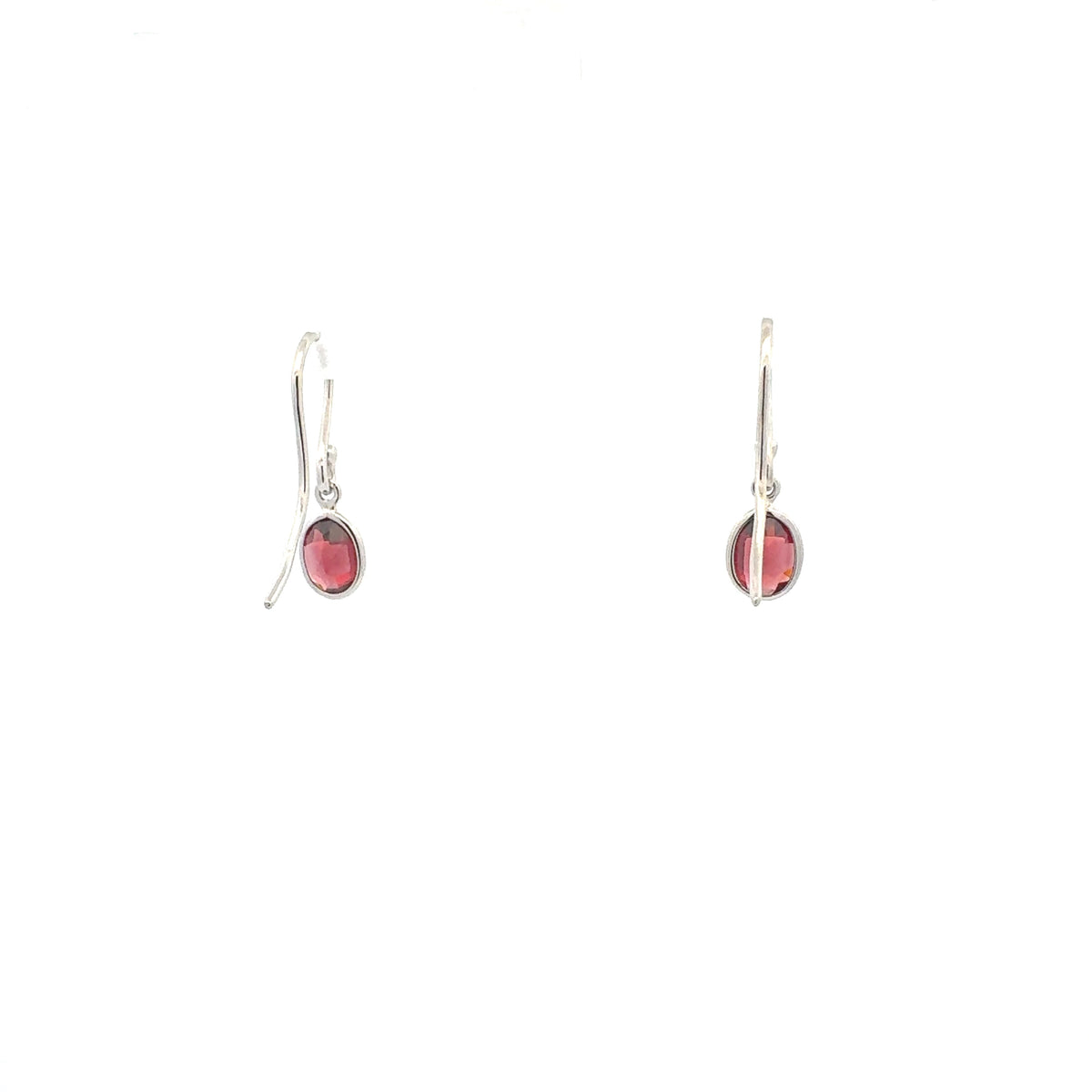 Silver Garnet Dangle Earrings