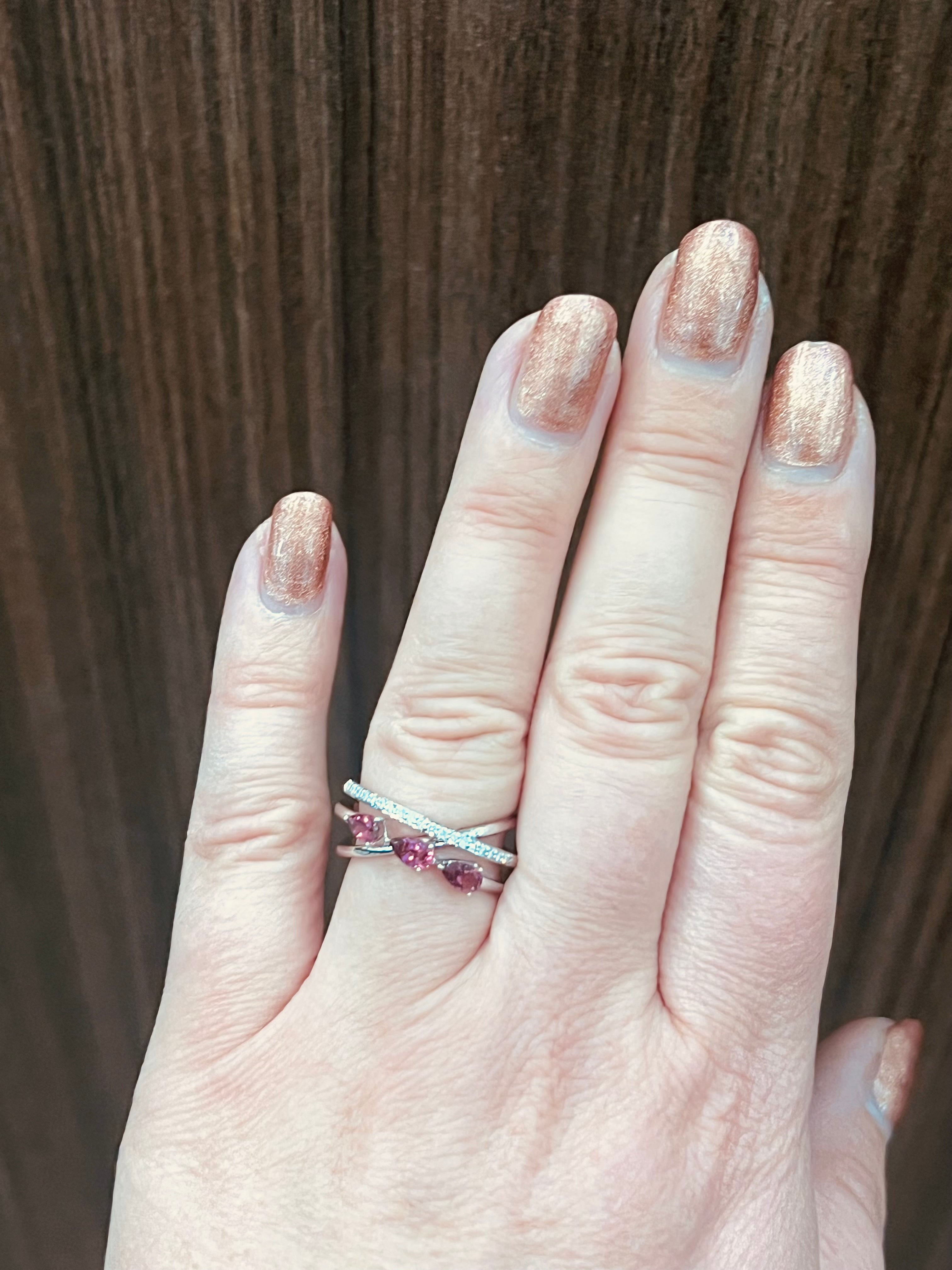 14K White Gold 0.66 cttw Pink Tourmaline and White Diamond Ring