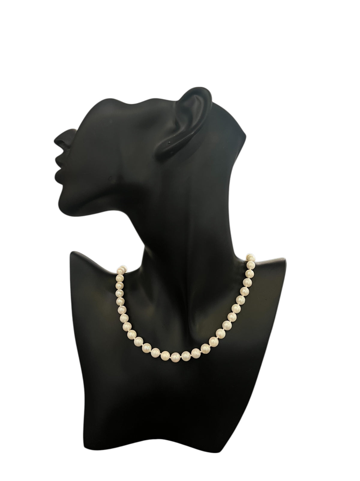 14K Yellow Gold Fresh Water  Cultured White Pearl Strand Necklace 20" 7-7.5mm