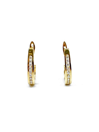 10K Yellow Gold 1.00 cttw Diamond Hoop Earrings