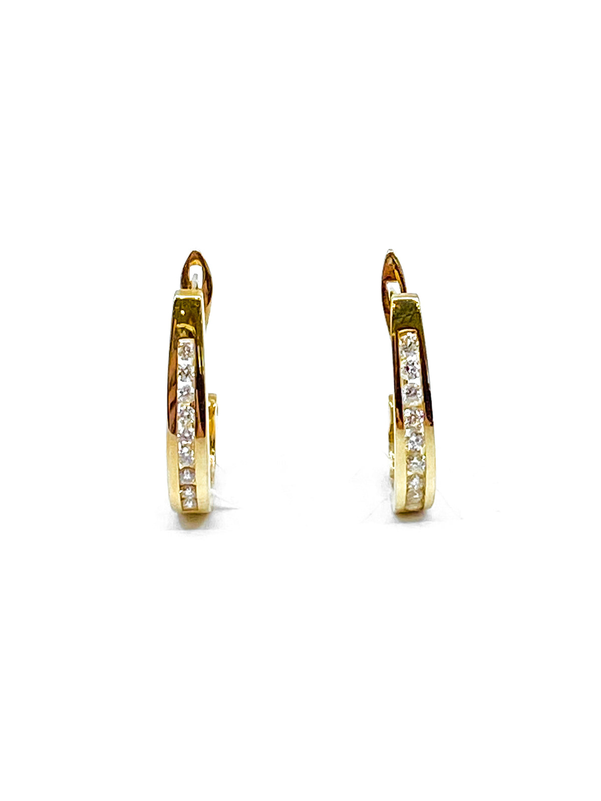 10K Yellow Gold 1.00 cttw Diamond Hoop Earrings
