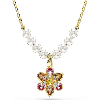Idyllia pendant, Crystal pearl, Mixed cuts, Flower, Multicolored, Gold-tone plated 5723140