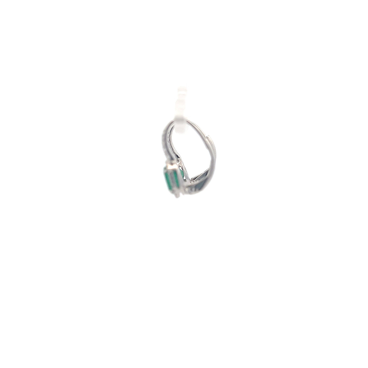 18K White Gold 0.90 cttw Emerald and White Diamond Earrings