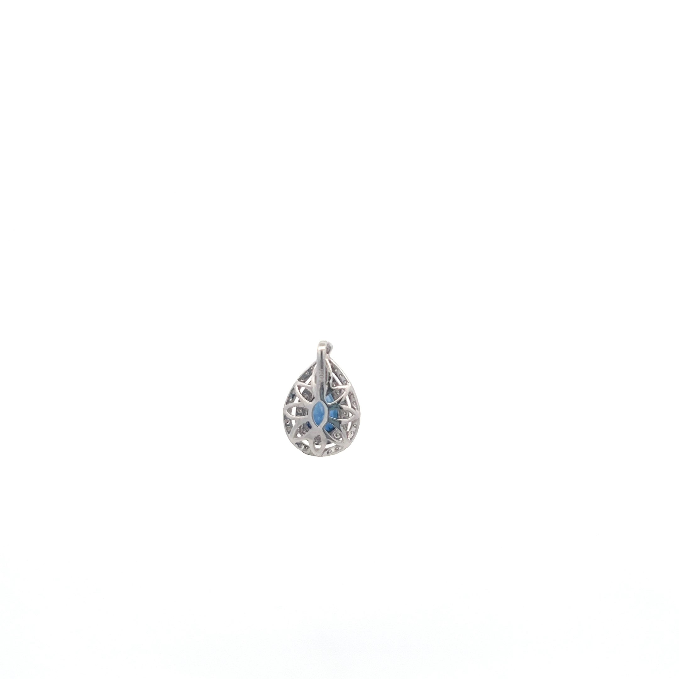 18K White Gold 1.35 cttw Sapphire and White Diamond Pendant