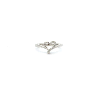 10K White Gold Heart 0.05cttw Diamond Ring
