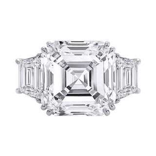 14K White Gold Lab Grown Asscher Cut Diamond Engagement Ring