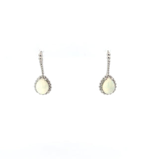 Lab Created Gemstone Beaded Pear-Shape Motif Hoop Earrings