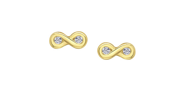 TRACKING - 10K Yellow Gold 0.05cttw Round Brilliant Cut Infinity Diamond Stud Earrings