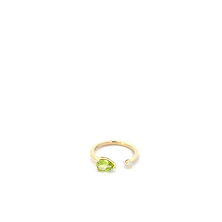 10K Yellow Gold Peridot and Maple Leaf Diamond Ring