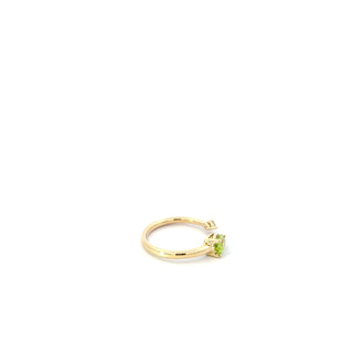 10K Yellow Gold Peridot and Maple Leaf Diamond Ring