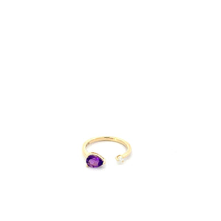 10K Yellow Gold Amethyst and Maple Leaf Diamond Ring