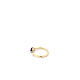 10K Yellow Gold Amethyst and Maple Leaf Diamond Ring