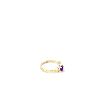 10K Yellow Gold Amethyst and Maple Leaf Diamond Ring