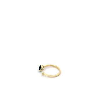 10K Yellow Gold London Blue Topaz and Maple Leaf Diamond Ring
