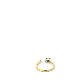 10K Yellow Gold London Blue Topaz and Maple Leaf Diamond Ring