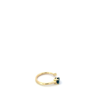 10K Yellow Gold London Blue Topaz and Maple Leaf Diamond Ring