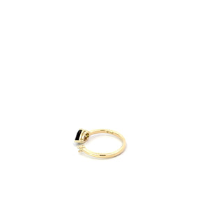 10K Yellow Gold Smokey Quartz and Maple Leaf Diamond Ring