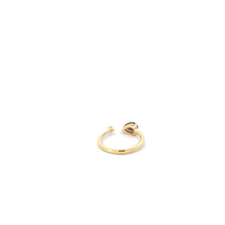 10K Yellow Gold Smokey Quartz and Maple Leaf Diamond Ring
