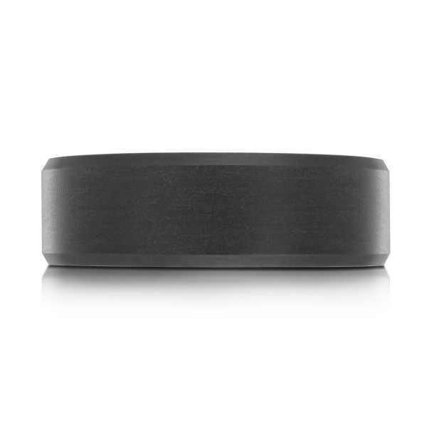 14K White Gold and Carbon-Fiber Mens Band