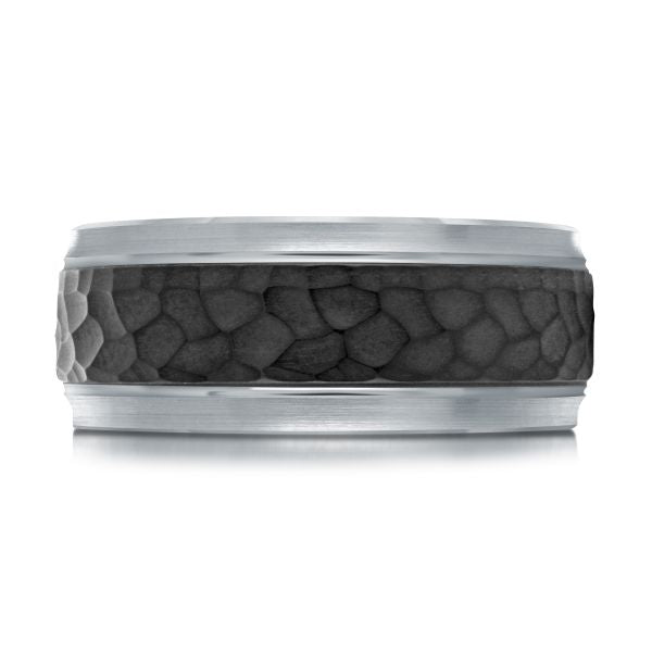 14K White Gold and Carbon-Fiber Mens Band