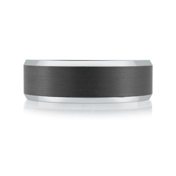 14K White Gold and Carbon-Fiber Mens Band