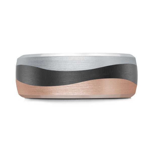 14K Two-Tone Gold and Carbon-Fiber Mens Band