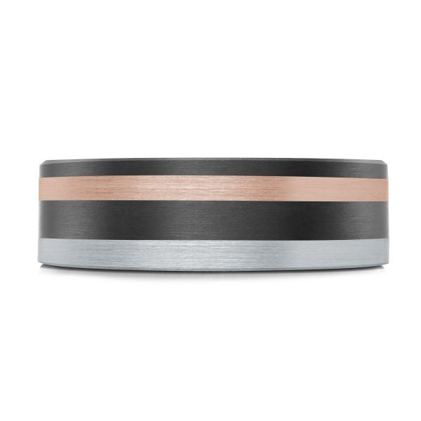 14K Two-Tone Gold and Carbon-Fiber Mens Band