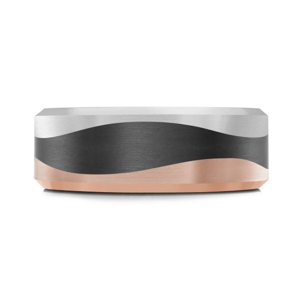 14K Two-Tone Gold and Carbon-Fiber Mens Band