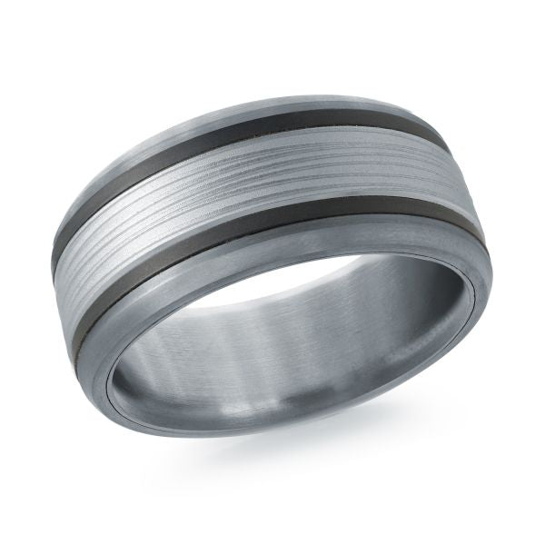 14K White Gold, Tantalum and Carbon-Fiber Mens Band