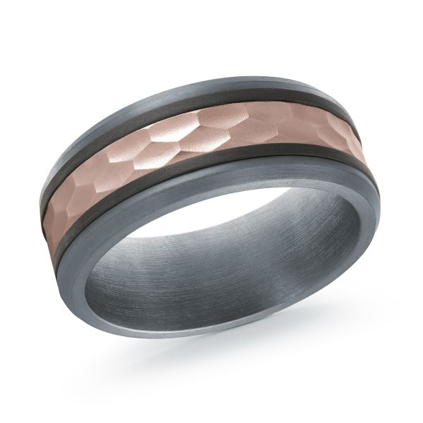 14K Rose Gold, Tantalum and Carbon-Fiber Mens Band