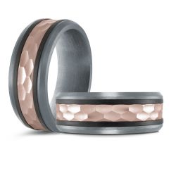 14K Rose Gold, Tantalum and Carbon-Fiber Mens Band