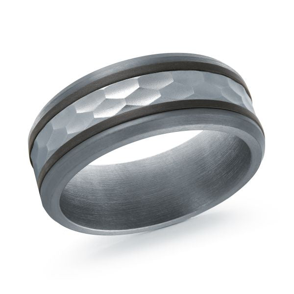 14K White Gold, Tantalum and Carbon-Fiber Mens Band