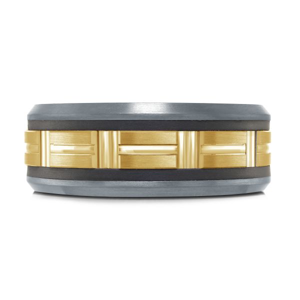 14K Yellow Gold, Tantalum and Carbon-Fiber Mens Band