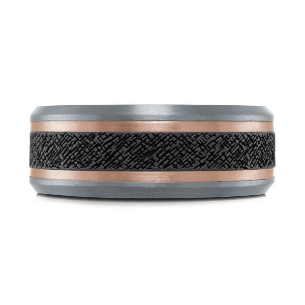 14K Rose Gold, Tantalum and Carbon-Fiber Mens Band