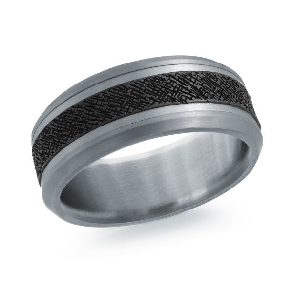 14K White Gold, Tantalum and Carbon-Fiber Mens Band