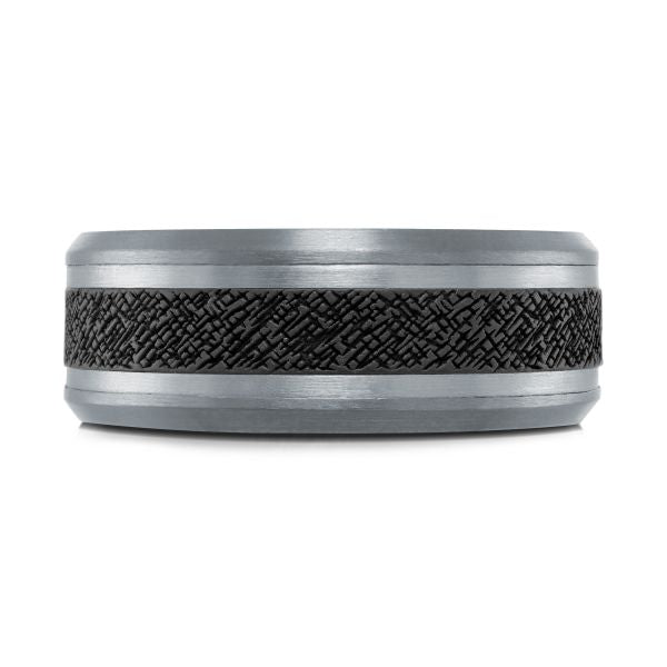 14K White Gold, Tantalum and Carbon-Fiber Mens Band