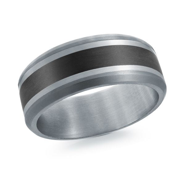 14K White Gold, Tantalum and Carbon-Fiber Mens Band